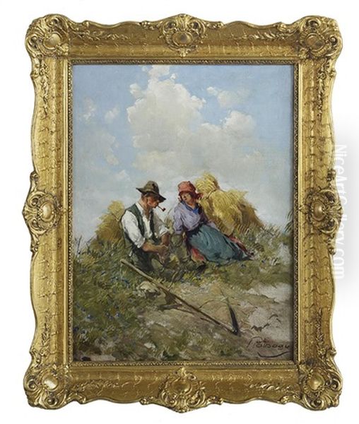 Farmer's Respite Oil Painting by Zsigmond Palnagy