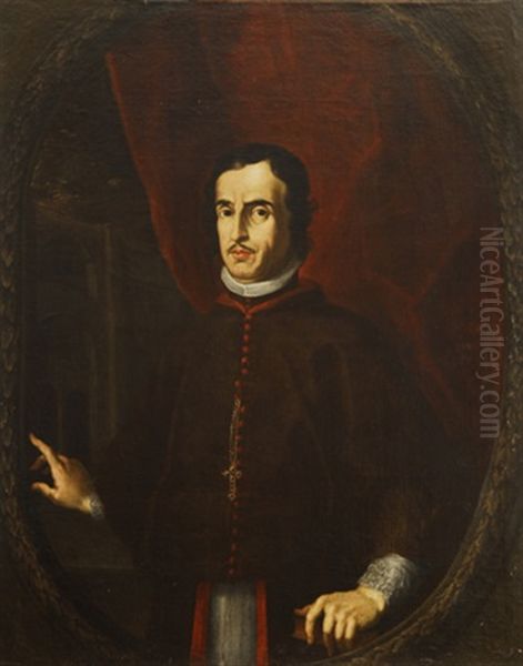 Retrato De Cardenal En Un Ovalo Fingido Oil Painting by Acisclo Antonio Palomino de Castro y Velasco