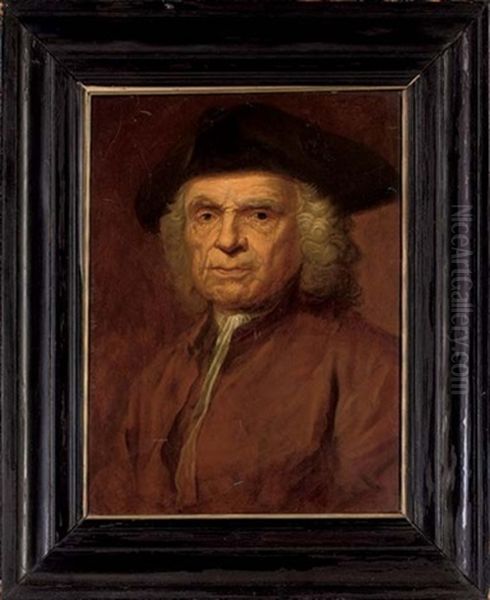 Portrait Of A Gentleman In A Brown Coat And Tricorn Oil Painting by Gerard Jan Palthe