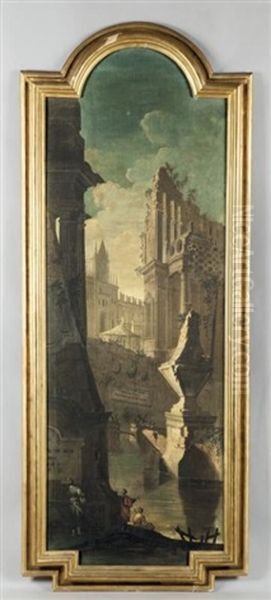 Capriccio Architettonico Oil Painting by Pietro Paltronieri