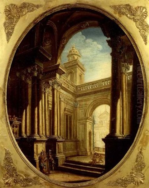 Caprice Architectural Oil Painting by Pietro Paltronieri