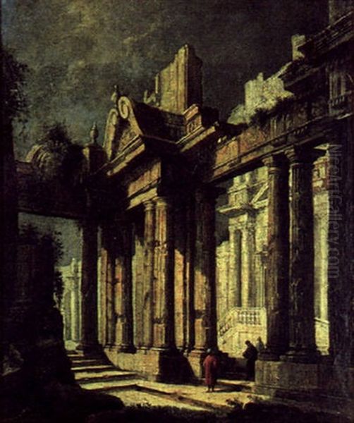 Capriccio Di Rovine Classiche Oil Painting by Pietro Paltronieri