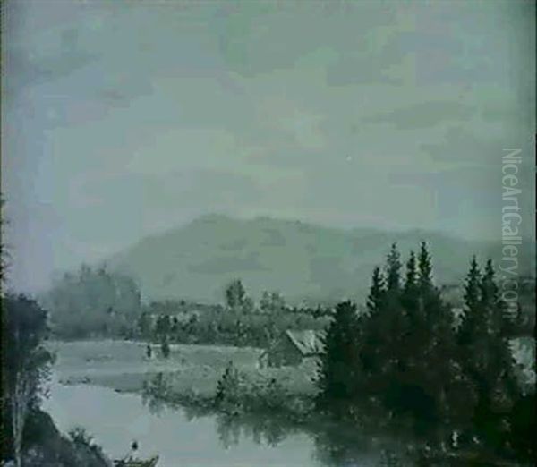 Norske Landskaber- Ene Fra Elverum Oil Painting by Hans Jakob Paludan