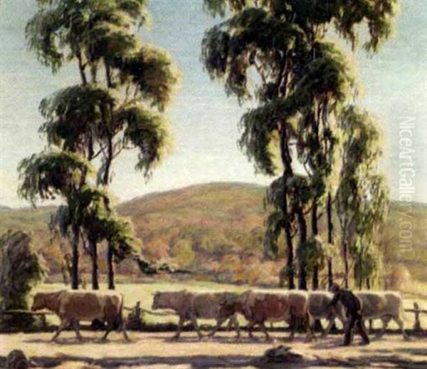 California Landscape With Cattle Oil Painting by Alphonse Palumbo