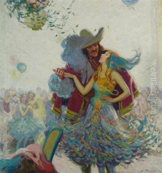 Couple Dancing At Masquerade Ball Oil Painting by Alphonse Palumbo