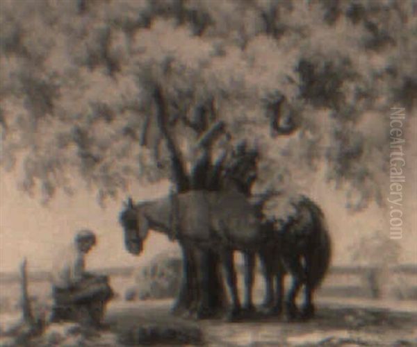 Rest From Ploughing Oil Painting by Alphonse Palumbo