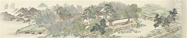 Hermitage By The Bamboo Grove Oil Painting by  Pan Zhenyong