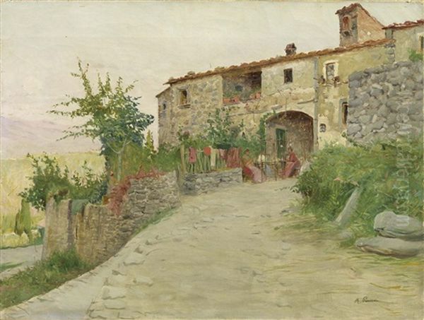 Filatrici Sull'aia Oil Painting by Ruggero Panerai