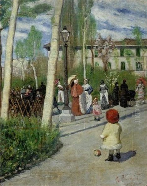 Figure Al Parco Oil Painting by Ruggero Panerai