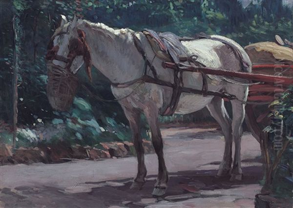 Cavallo Bianco Oil Painting by Ruggero Panerai