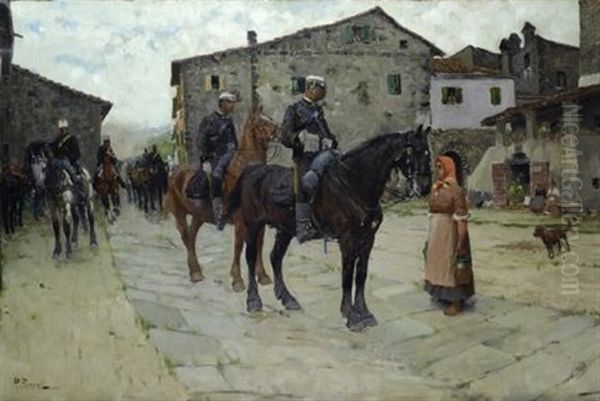 Artiglieria In Marcia Oil Painting by Ruggero Panerai