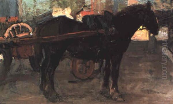 Horse And Cart Oil Painting by Ruggero Panerai