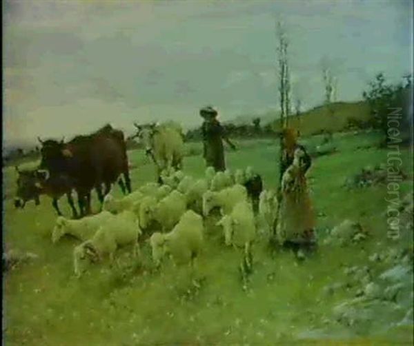 Il Ritorno Dal Pascolo Oil Painting by Ruggero Panerai