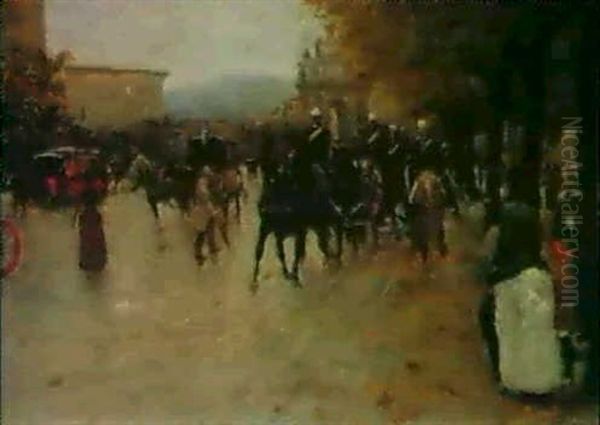 Veduta Di Piazza Cavour Oil Painting by Ruggero Panerai