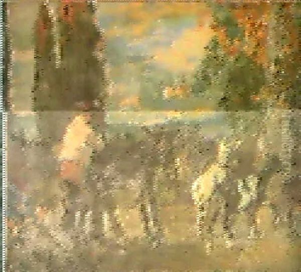 Paesaggio Con Contadino Ed Animali Oil Painting by Ruggero Panerai