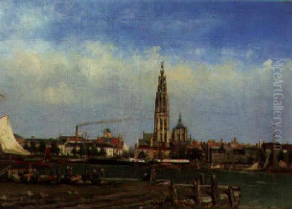 A View Of Antwerp Oil Painting by Louise Constance W. C. van Panhuys