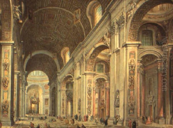 Interno Della Basilica Di San Pietro Oil Painting by Francesco Panini