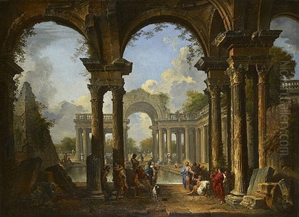 Scuola Di Architettura Oil Painting by Giovanni Paolo Panini