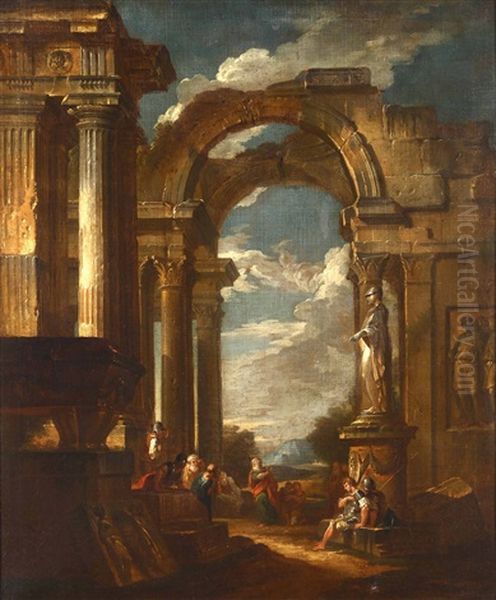 Architettura Con Figure Oil Painting by Giovanni Paolo Panini