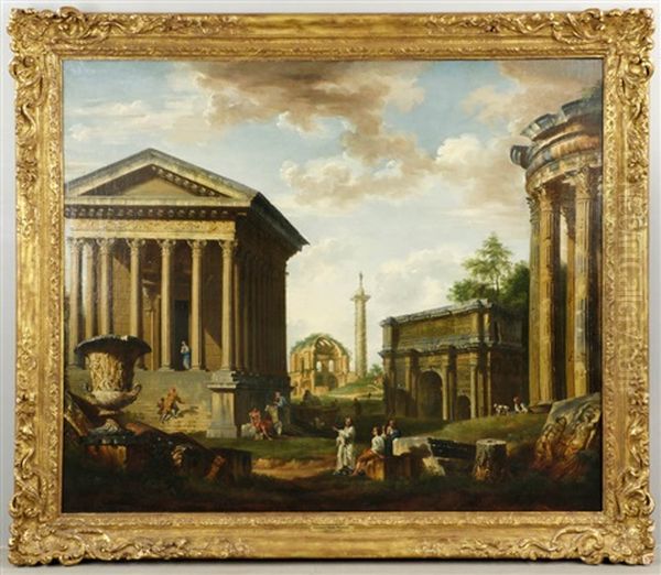 Capriccio Ruins Oil Painting by Giovanni Paolo Panini