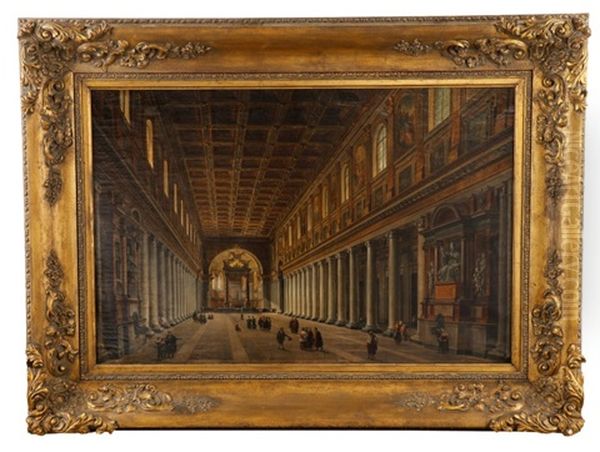 Interior Of The Santa Maria Maggiore In Rome Oil Painting by Giovanni Paolo Panini