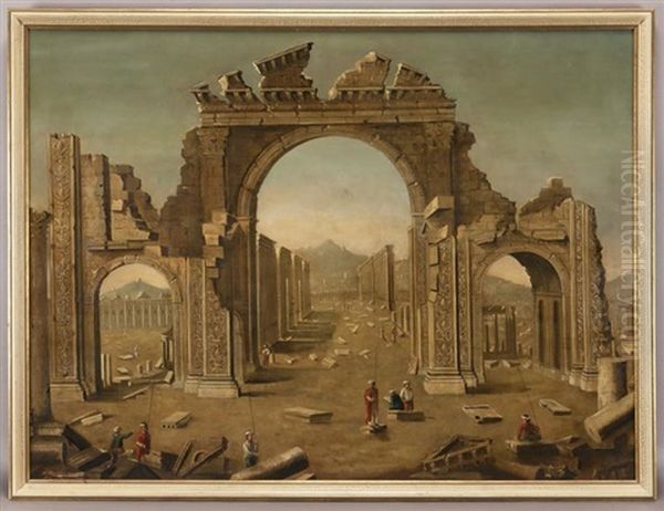 Untitled (ruins Of Palmyra) Oil Painting by Giovanni Paolo Panini