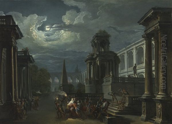 The Abduction Of Helen Oil Painting by Giovanni Paolo Panini