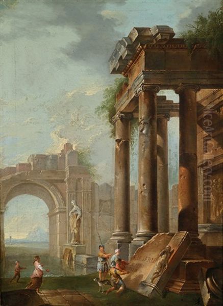 Romische Ruinen Mit Figurenstaffage Oil Painting by Giovanni Paolo Panini