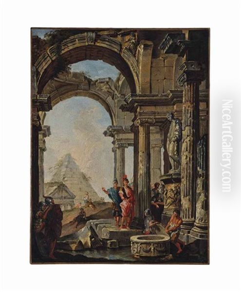 Alexander Visiting The Tomb Of Achilles Oil Painting by Giovanni Paolo Panini