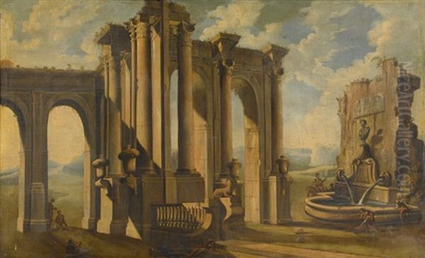 Capriccio Oil Painting by Giovanni Paolo Panini