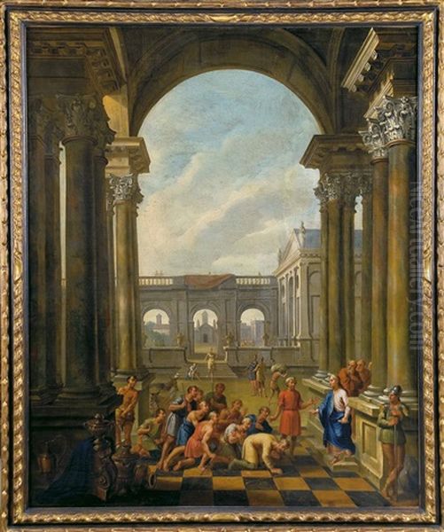 Personajes Con Arquitecturas Clasicas Oil Painting by Giovanni Paolo Panini