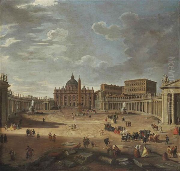 View Of Saint Peter's Square, Rome Oil Painting by Giovanni Paolo Panini