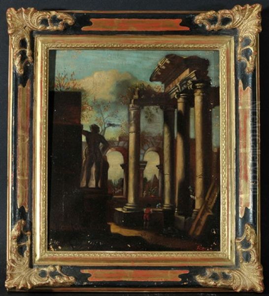 Romische Ruinen Mit Statuen Und Personen by Giovanni Paolo Panini