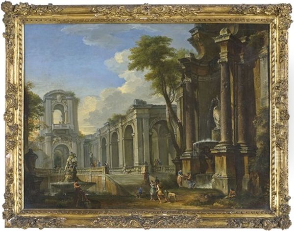 Capriccio Architettonico Con Rovine E Fontane Oil Painting by Giovanni Paolo Panini