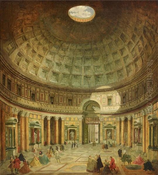 Im Inneren Des Pantheon In Rom Oil Painting by Giovanni Paolo Panini