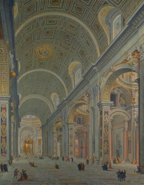 The Interior Of Saint Peter's, Rome Oil Painting by Giovanni Paolo Panini