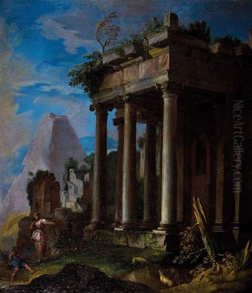 Romisches Capriccio Oil Painting by Giovanni Paolo Panini