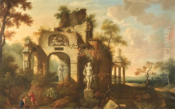 Paisaje Con Ruinas Y Personajes Oil Painting by Giovanni Paolo Panini