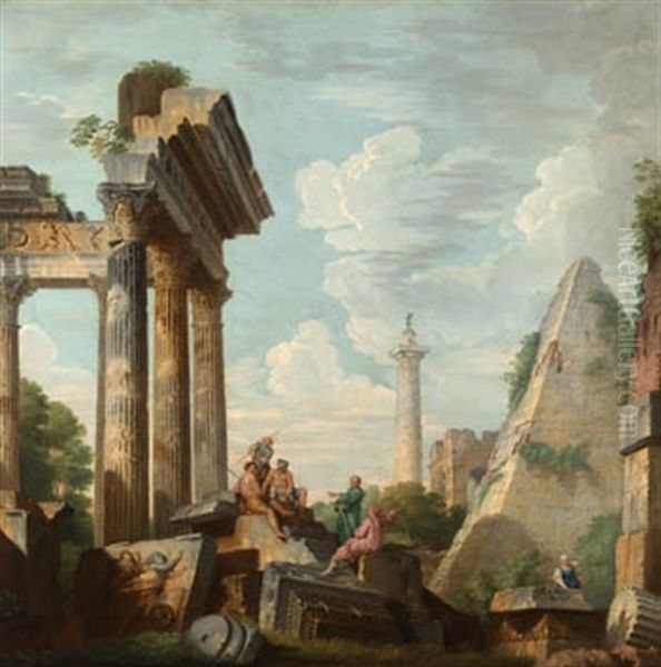 Capricho Arquitectonico Oil Painting by Giovanni Paolo Panini