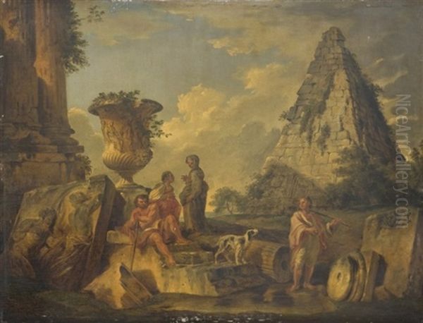 La Predication D'une Sibylle Au Milieu De Ruines Antiques Oil Painting by Giovanni Paolo Panini