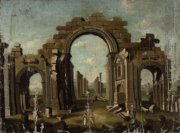 A View Of The Ruins Of Palmyra Oil Painting by Giovanni Paolo Panini