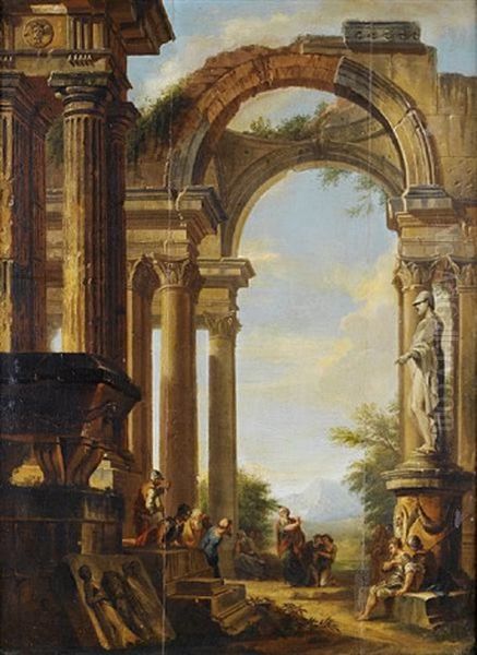 Peter Denying Christ Oil Painting by Giovanni Paolo Panini