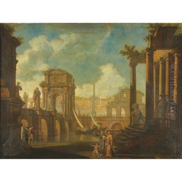 An Imaginary View Of Ancient Troy With Hector's Tomb Oil Painting by Giovanni Paolo Panini