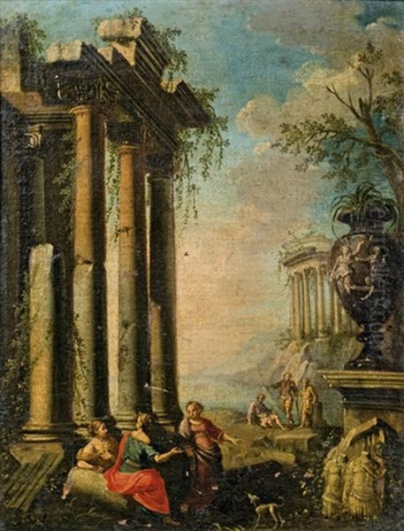 Capriccio Oil Painting by Giovanni Paolo Panini