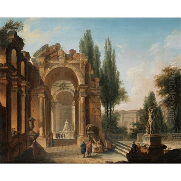 Caprice Architectural Oil Painting by Giovanni Paolo Panini