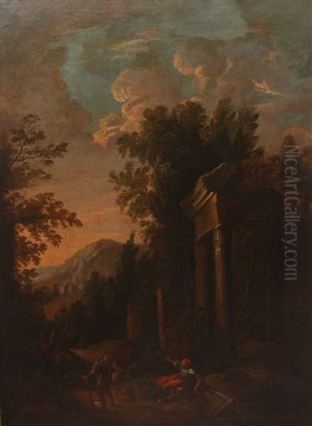 Architekturcapriccio Mit Italienischer Ruinenlandschaft Und Soldat Oil Painting by Giovanni Paolo Panini