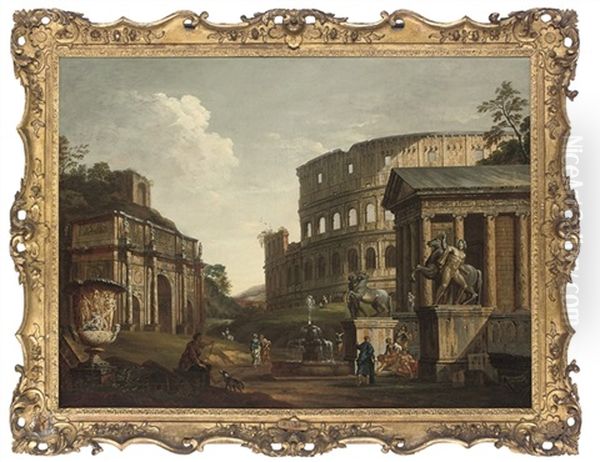 An Architectural Capriccio Of The Arch Of Constantine Oil Painting by Giovanni Paolo Panini