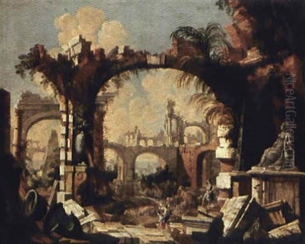 Capriccio Architettonico Oil Painting by Giovanni Paolo Panini