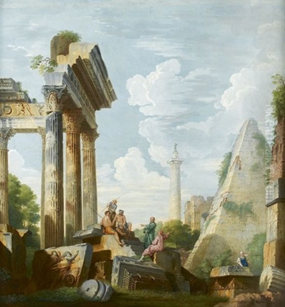 Caprice Architectural Oil Painting by Giovanni Paolo Panini