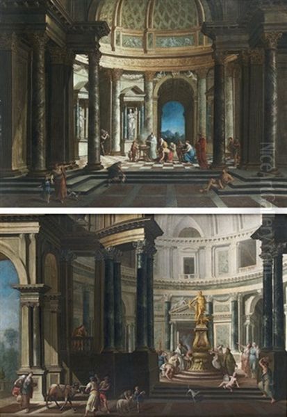 Scenes Antiques Dans Un Palais (pair) by Giovanni Paolo Panini